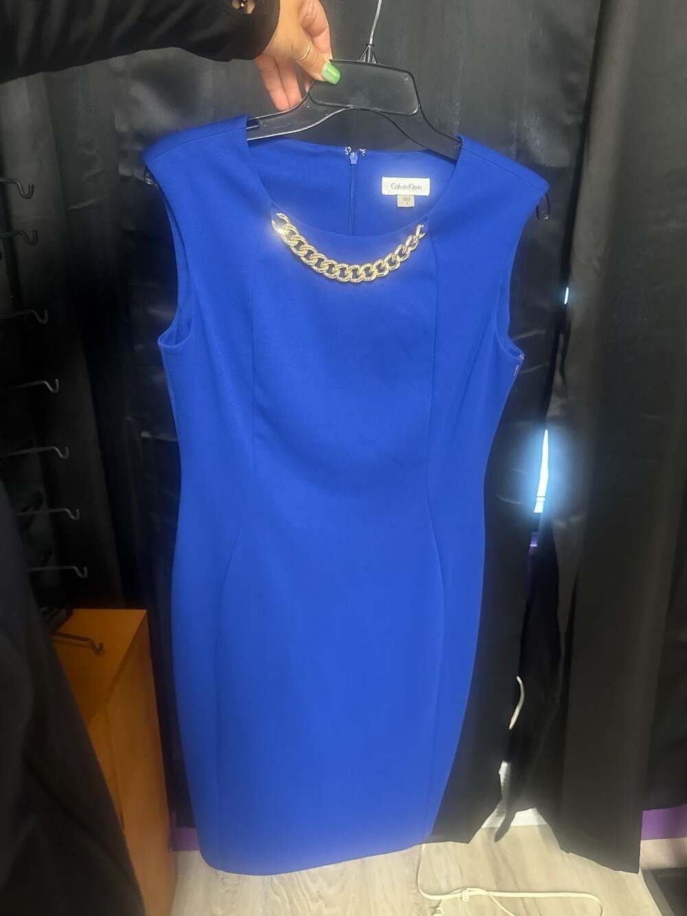 Calvin Klein Royal Blue Sleeveless Chain Neck Sheath Dress Size 8